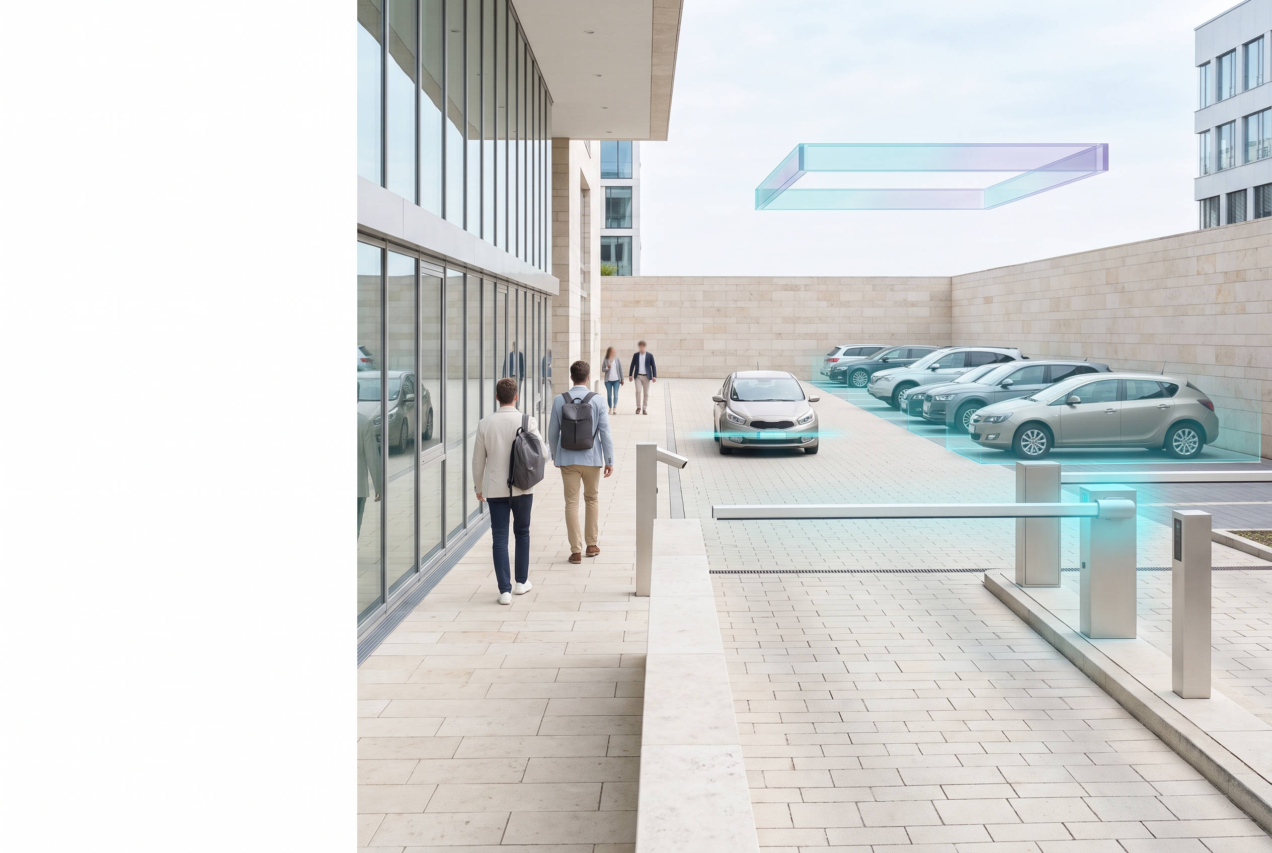 Illustration of a parking lane, occupancy, and license plate recognition under the same access policy.